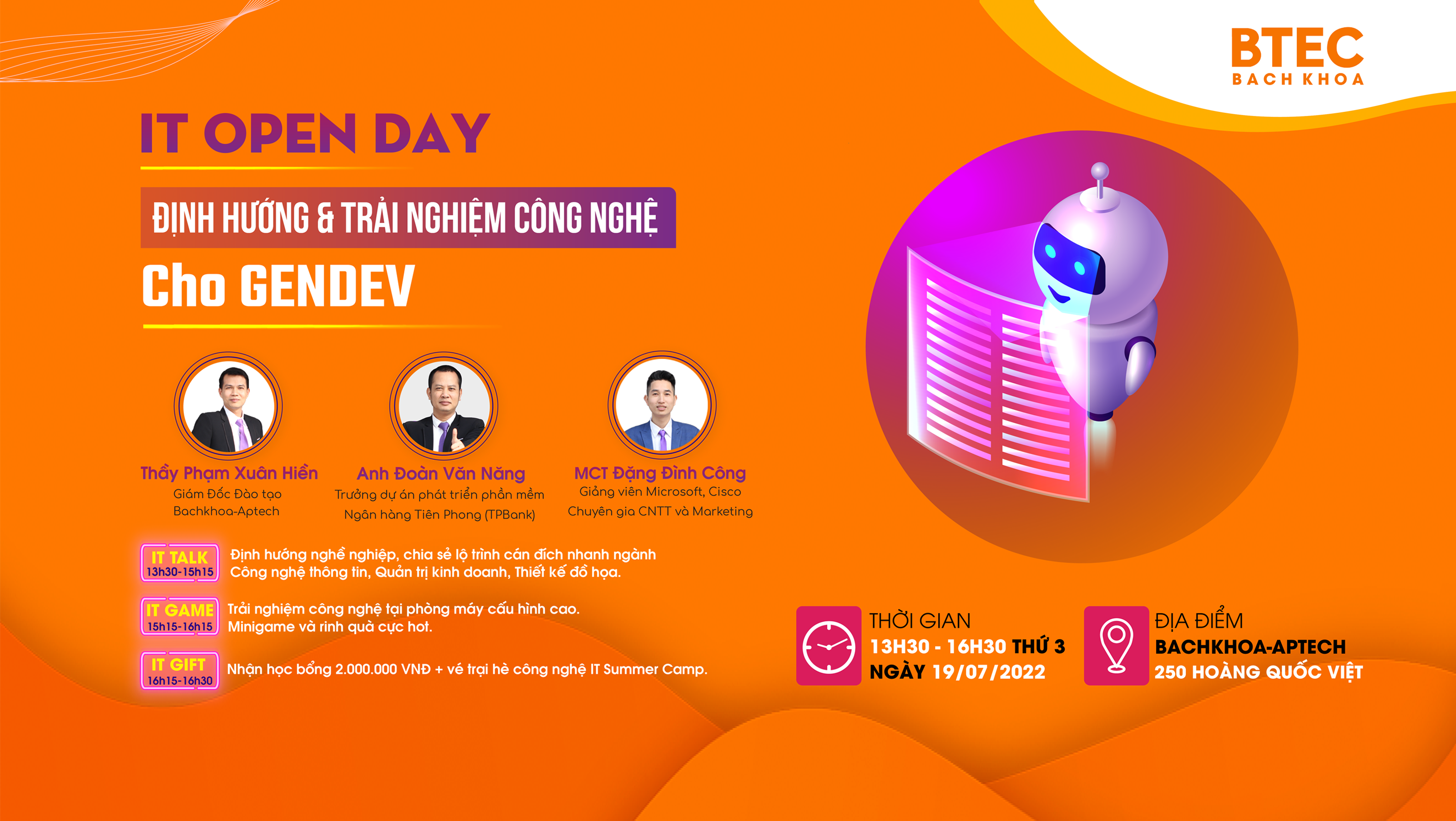 TẶNG VÉ TRẢI NGHIỆM MIỄN PHÍ IT OPEN DAY 19/7